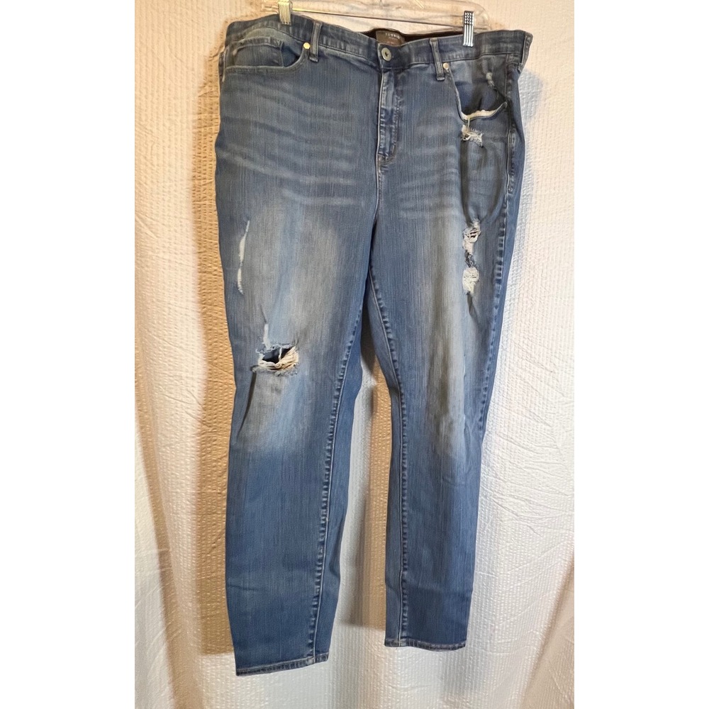 Torrid Sky High Skinny‎ Jeans Distressed Ripped Plus Size 24 Tall
